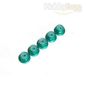 Green Aluminum 2mm Flanged Lock Nut