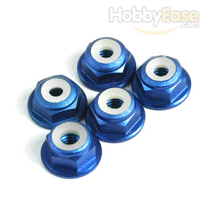 Blue Aluminum 4mm Flanged Lock Nut