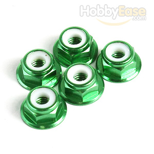 Green Aluminum 4mm Flanged Lock Nut