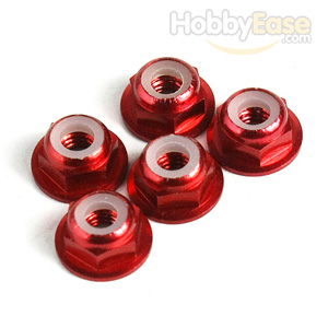 Red Aluminum 4mm Flanged Lock Nut