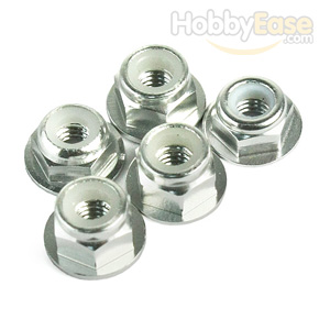 Silver Aluminum 4mm Flanged Lock Nut