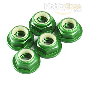 Green Aluminum 5mm Flanged Lock Nut