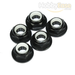 Black Aluminum 5mm Flanged Lock Nut