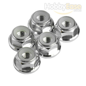 Silver Aluminum 5mm Flanged Lock Nut