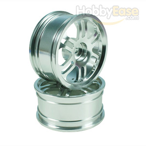 Silver 6 Dual-spoke Aluminum Wheels 1 pair(1/10 Car)