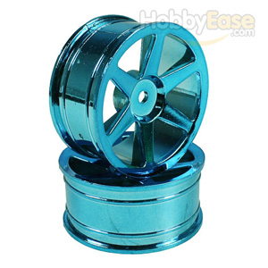 Blue 6-spoke Painted Wheels 1 pair(1/10 Car)