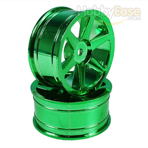 Green 6-spoke Painted Wheels 1 pair(1/10 Car)