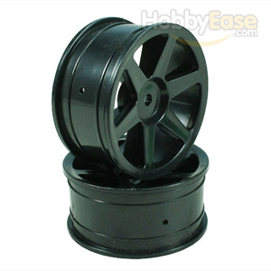 Black 6-spoke Painted Wheels 1 pair(1/10 Car)