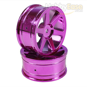 Purple 6-spoke Painted Wheels 1 pair(1/10 Car)