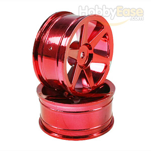 Red 6-spoke Painted Wheels 1 pair(1/10 Car)