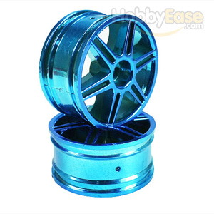 Blue 6 dual-spoke Painted Wheels 1 pair(1/10 Car)