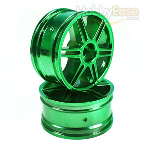 Green 6 dual-spoke Painted Wheels 1 pair(1/10 Car)