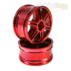 Red 6 dual-spoke Painted Wheels 1 pair(1/10 Car)