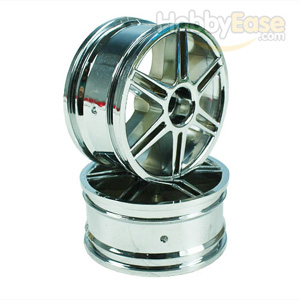 Silver 6 dual-spoke Painted Wheels 1 pair(1/10 Car)