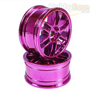 Purple 6 Curved dual-spoke Painted Wheels 1 pair(1/10 Car)