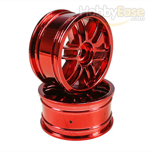 Red 6 Curved dual-spoke Painted Wheels 1 pair(1/10 Car)