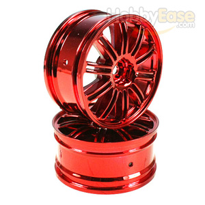 Red 10 dual-spoke Painted Wheels 1 pair(1/10 Car)