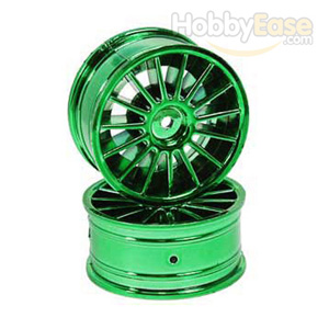 Green 15-spoke Painted Wheels 1 pair(1/10 Car)