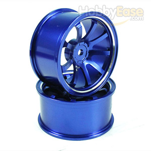 Blue Aluminum 9-spoke Wheels 1 pair-3°(1/10 Car)