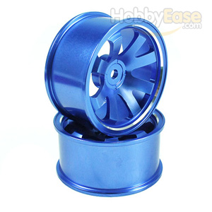 Blue Aluminum 8-spoke Wheels 1 pair-4°(1/10 Car)