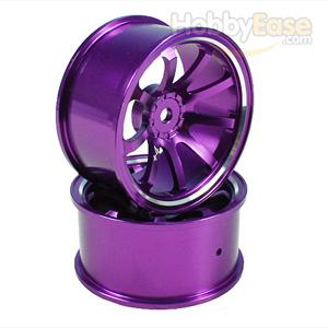 Purple Aluminum 9-spoke Wheels 1 pair-4°(1/10 Car)
