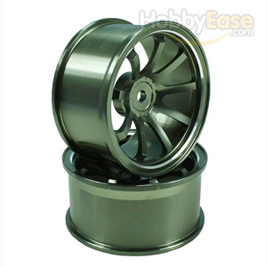 Titanium Color Aluminum 9-spoke Wheels 1 pair-4°(1/10 Car)