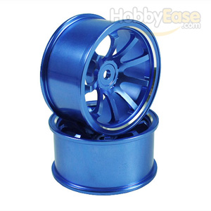 Blue Aluminum 9-spoke Wheels 1 pair-5°(1/10 Car)