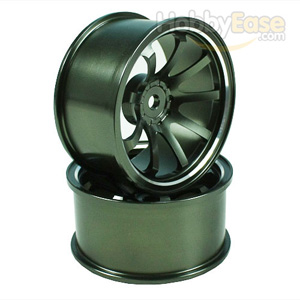Titanium Color Aluminum 9-spoke Wheels 1 pair-5°(1/10 Car)
