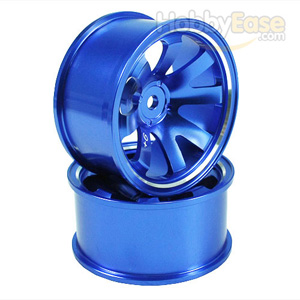 Blue Aluminum 8-spoke Wheels 1 pair-6°(1/10 Car)