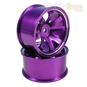 Purple Aluminum 8-spoke Wheels 1 pair-6°(1/10 Car)