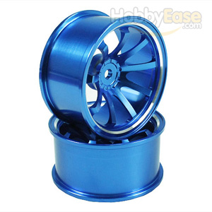 Blue Aluminum 9-spoke Wheels 1 pair-6°(1/10 Car)