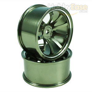 Titanium Color Aluminum 9-spoke Wheels 1 pair-6°(1/10 Car)