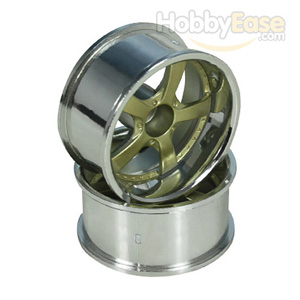 Golden/Silver 5 Spoke Wheels 1 pair(1/10 Car, 12mm Offset)