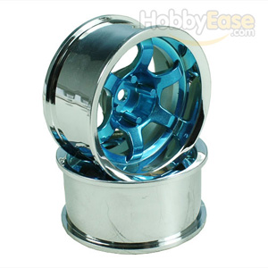 Blue/Silver 6 Spoke Wheels 1 pair(1/10 Car, 12mm Offset)