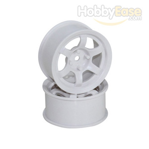 White 6 Spoke Wheels 1 pair(1/10 Car, 12mm Offset)