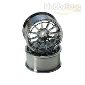 Silver 12 Spoke Wheels 1 pair(1/10 Car, 4mm Offset)