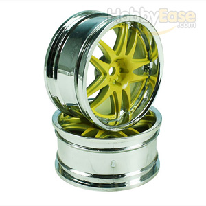 Yellow/Silver 5 Dual Spoke Wheels 1 pair(1/10 Car, 4mm Offset)