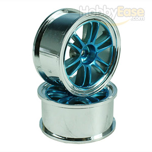 Blue/Silver 6 Dual Spoke Wheels 1 pair(1/10 Car, 4mm Offset)