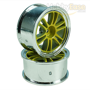 Yellow/Silver 6 Dual Spoke Wheels 1 pair(1/10 Car, 4mm Offset)