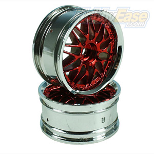 Red/Silver 10 Y-Spoke Wheels 1 pair(1/10 Car, 4mm Offset)