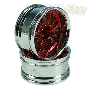 Red/Silver 10 Y-Spoke Wheels 1 pair(1/10 Car, 12mm Offset)