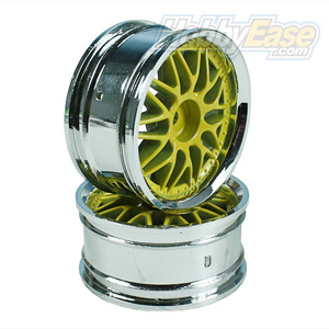 Yellow/Silver 10 Y-Spoke Wheels 1 pair(1/10 Car, 4mm Offset)