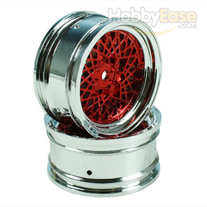 Red/Silver Vintage Wheels 1 pair(1/10 Car, 3mm Offset)