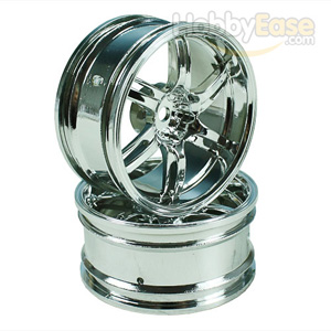 Silver 6 Spoke Wheels 1 pair(1/10 Car, 6mm Offset)