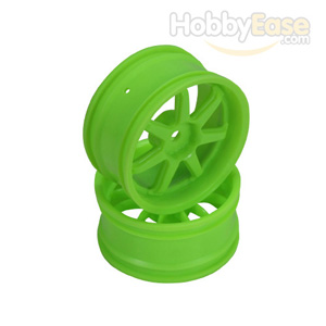 Green 7 Spoke Wheels 1 pair(1/10 Car, 3mm Offset)