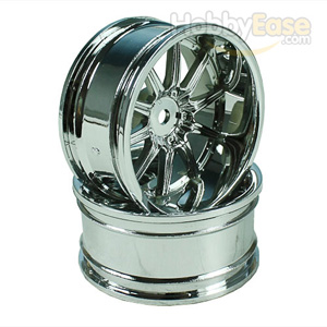 Silver 10 Spoke Wheels 1 pair(1/10 Car, 9mm Offset)