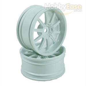 White 10 Spoke Wheels 1 pair(1/10 Car, 3mm Offset)