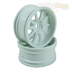 White 10 Spoke Wheels 1 pair(1/10 Car, 6mm Offset)