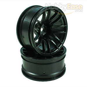 Black 7 Y-Spoke Wheels 1 pair(1/10 Car, 9mm Offset)