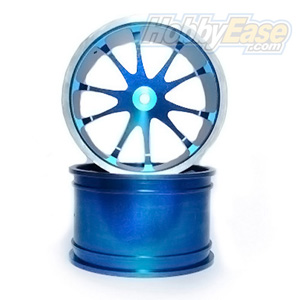 Blue Aluminum 10 Spoke Wheels 1 Pair(1/8 Truck)